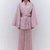 Satin belted kimono powder pink
