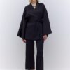 Black kimono satin suit