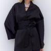 Black kimono satin suit