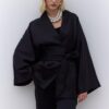 Black kimono satin suit