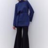 Satin wide sleeve tunic night blue