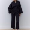Black kimono satin suit