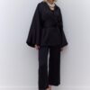 Black kimono satin suit