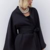 Black kimono satin suit