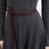 Tie-strap leather belt burgundy