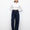 Navy gabardine baggy jeans