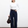 Navy gabardine baggy jeans