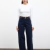 Navy gabardine baggy jeans