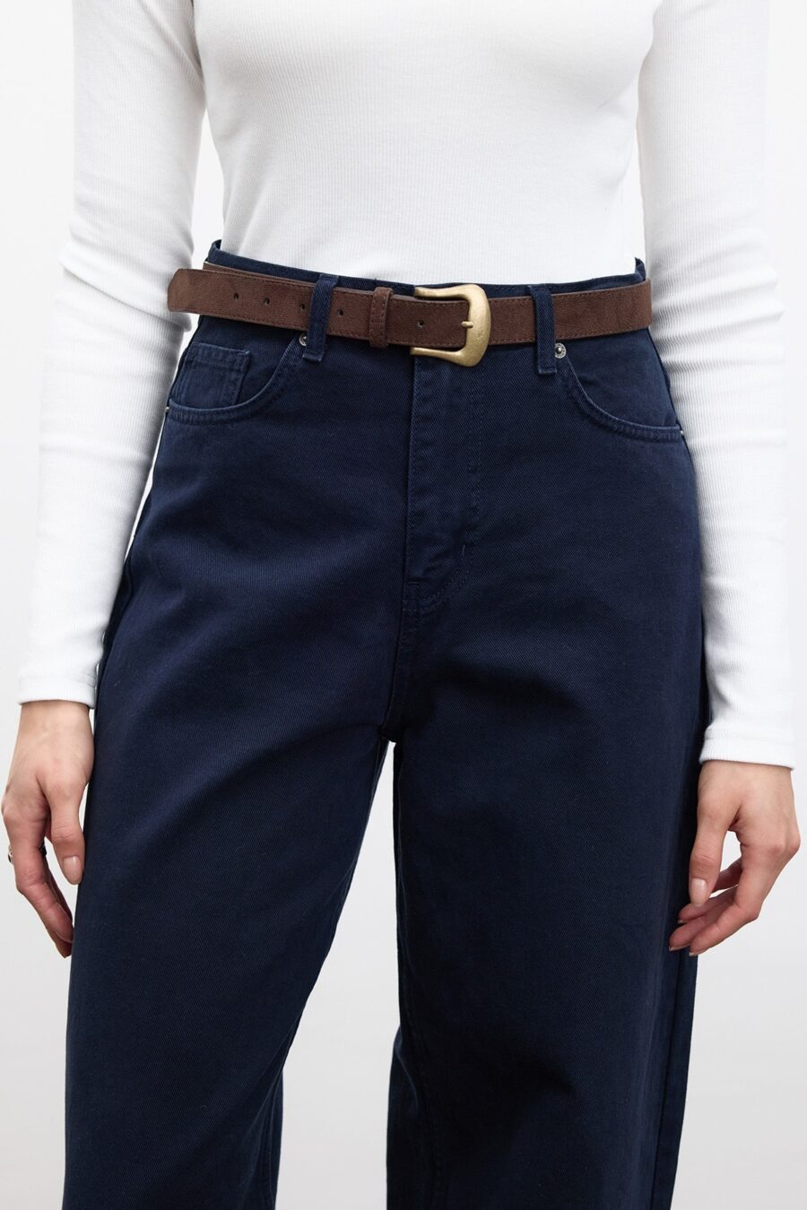 Navy gabardine baggy jeans
