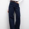 Navy gabardine baggy jeans