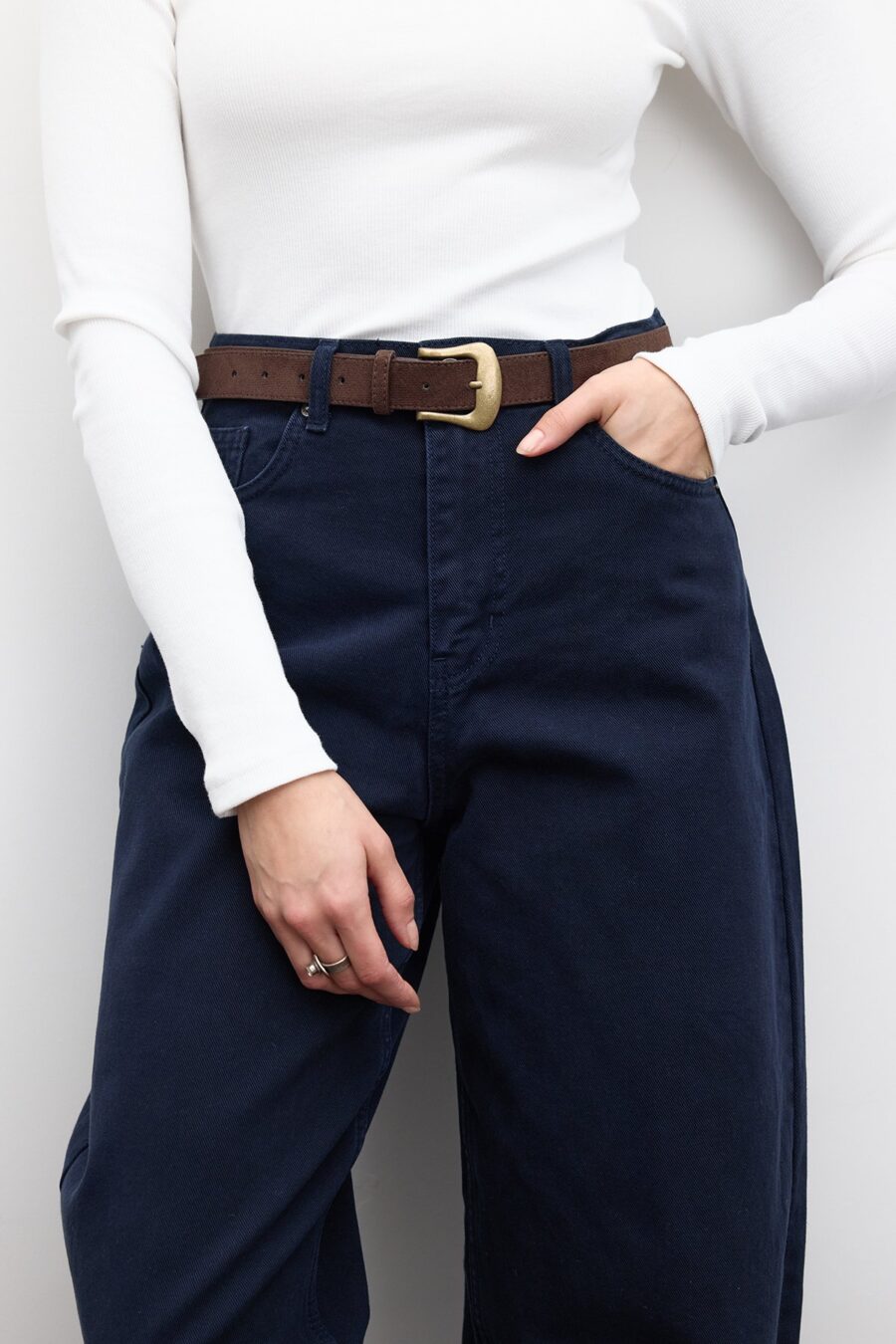Navy gabardine baggy jeans