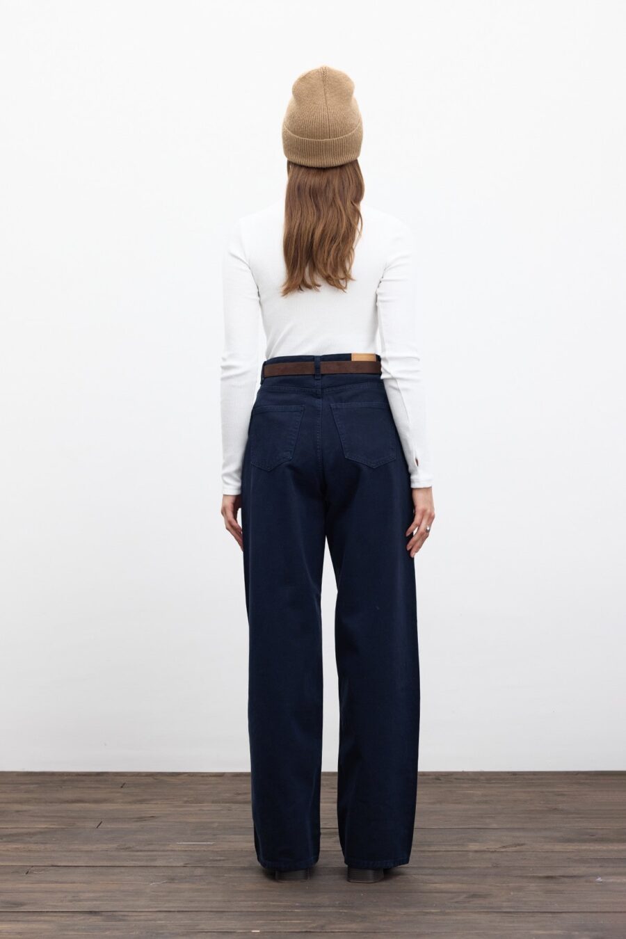Navy gabardine baggy jeans