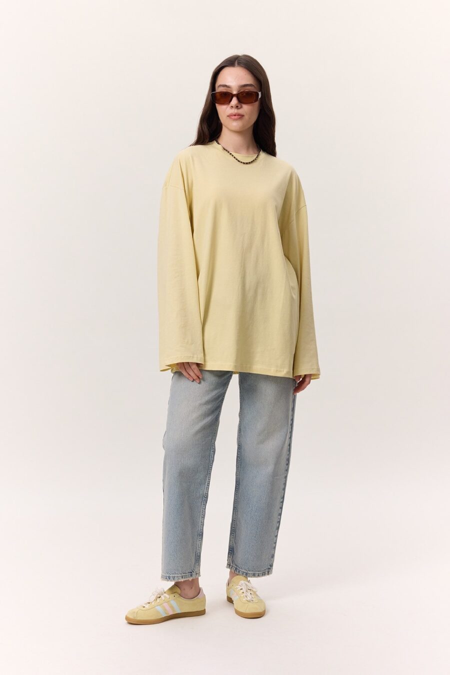 Wide sleeve oversize t-shirt yellow