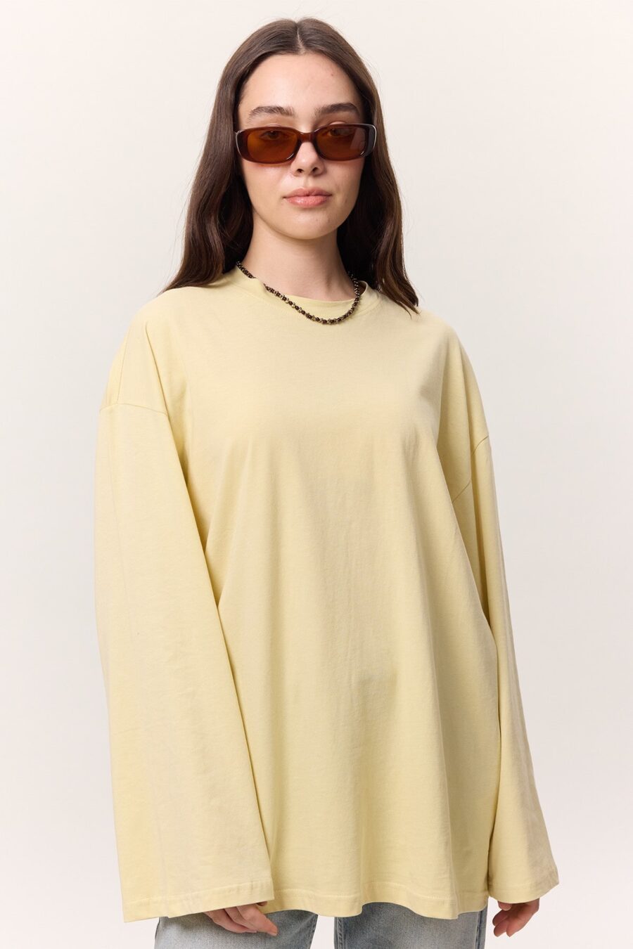 Wide sleeve oversize t-shirt yellow