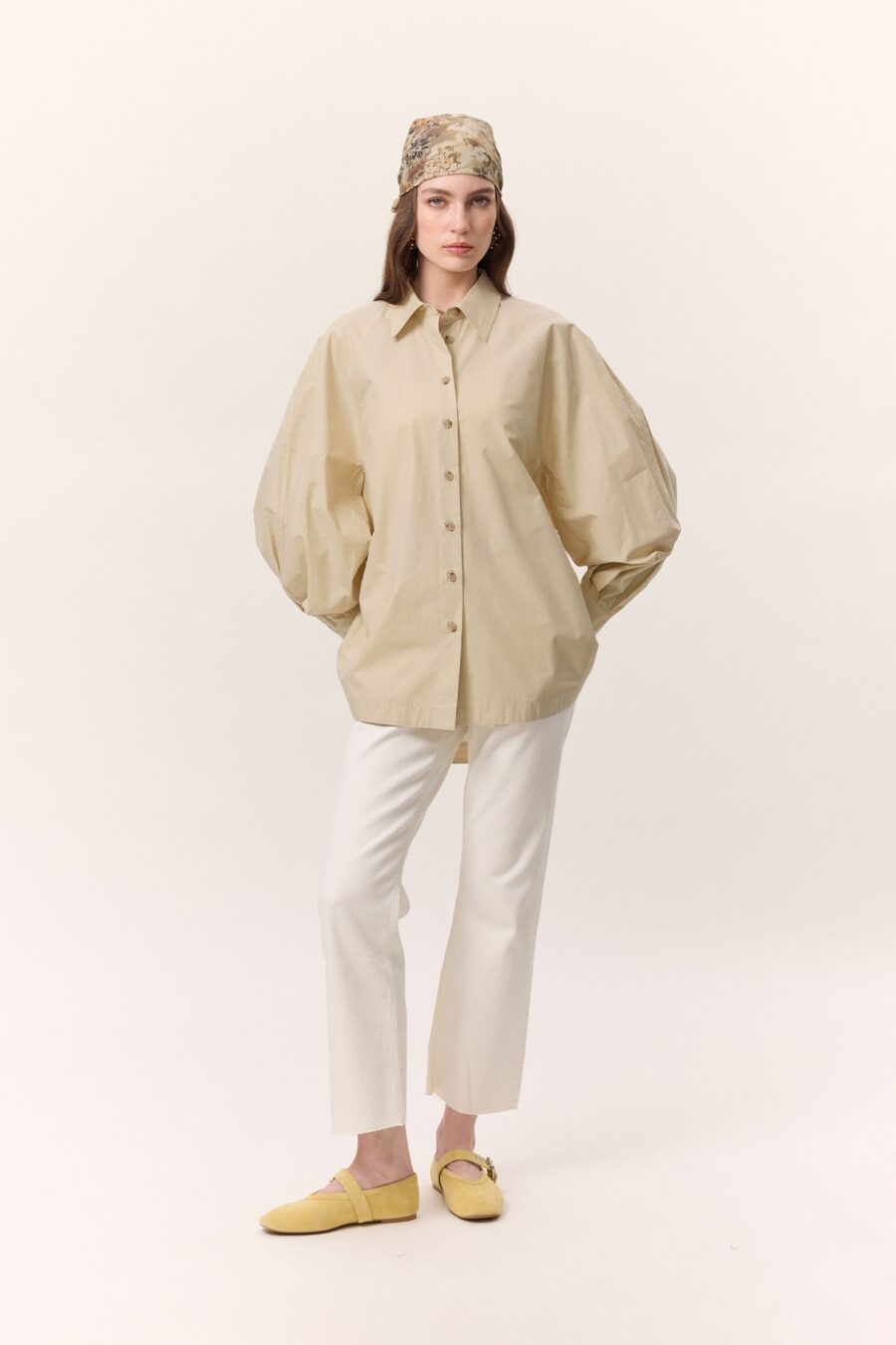 Wide sleeve detailed shirt yellow