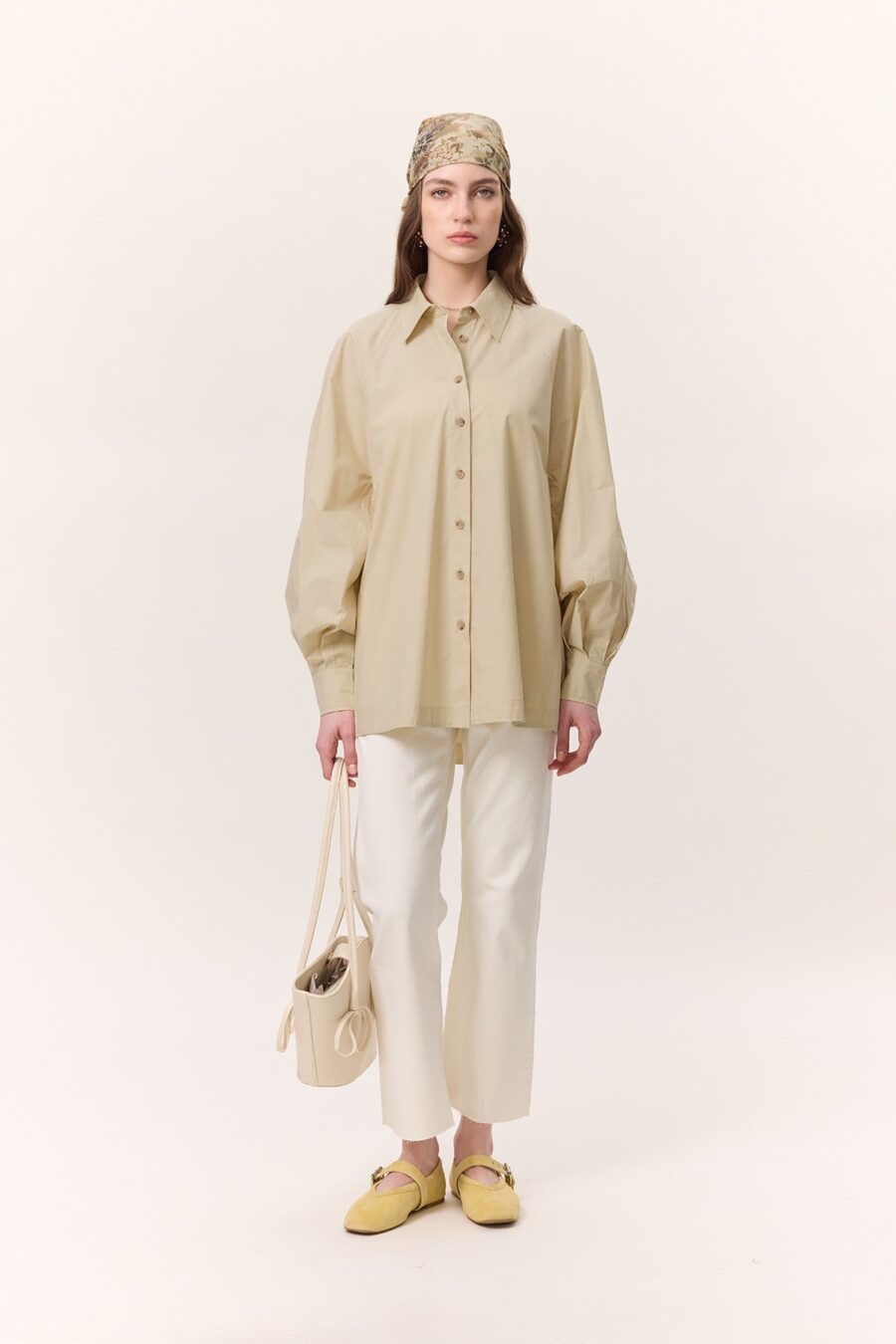 Wide sleeve detailed shirt yellow