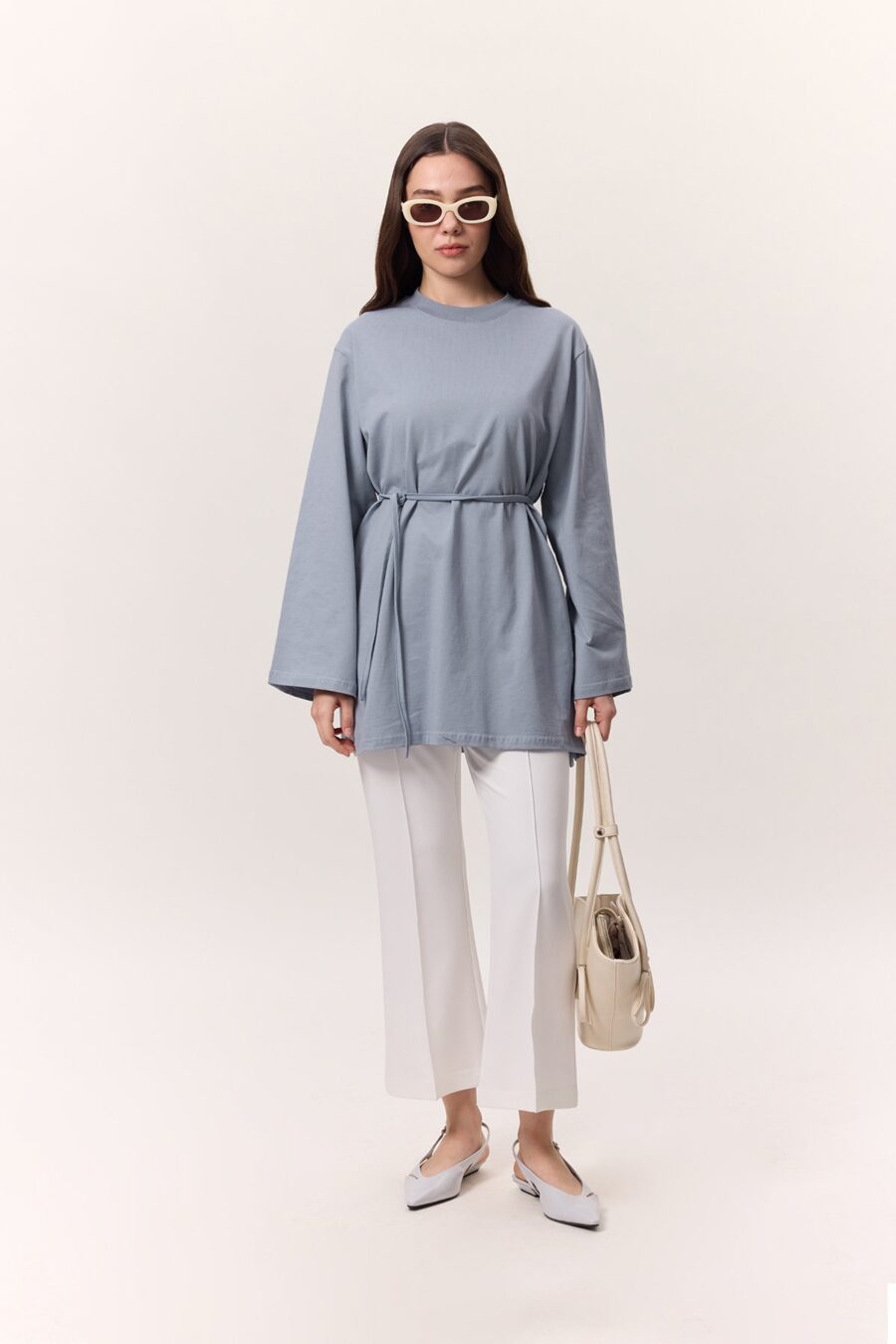Oversize t-shirt with binding detail blue