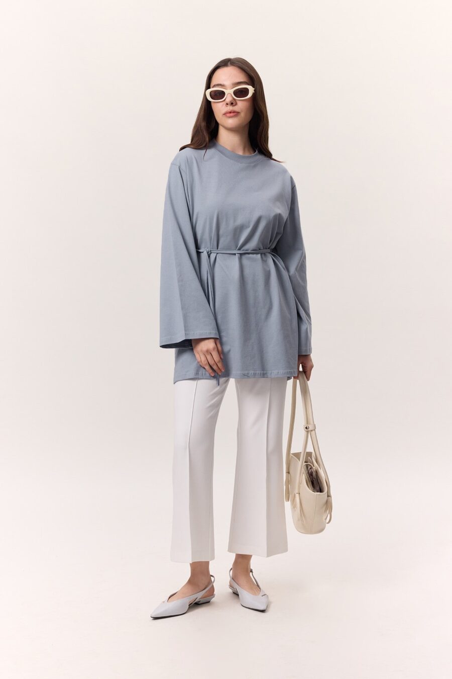 Oversize t-shirt with binding detail blue