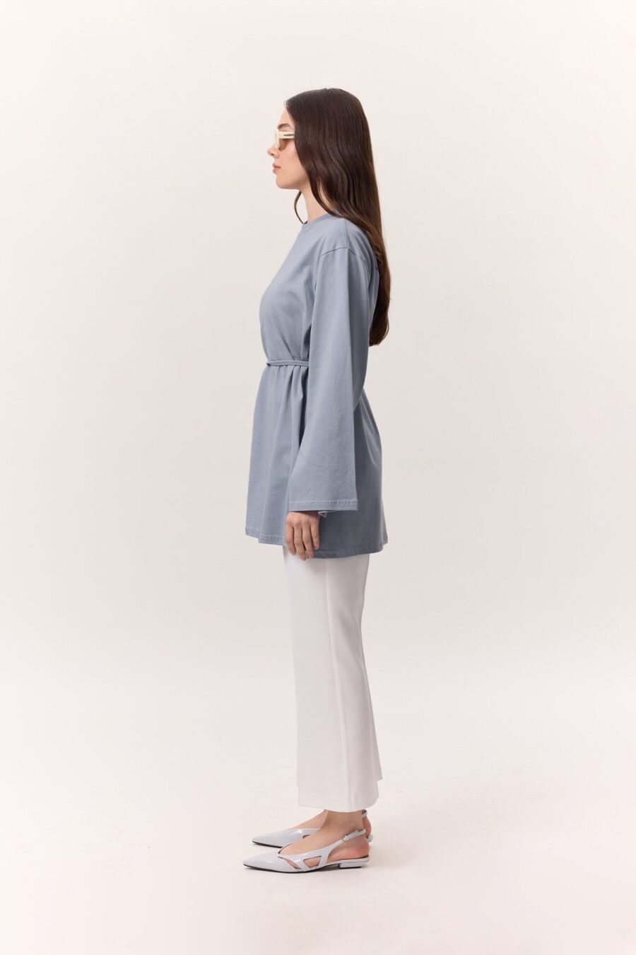 Oversize t-shirt with binding detail blue
