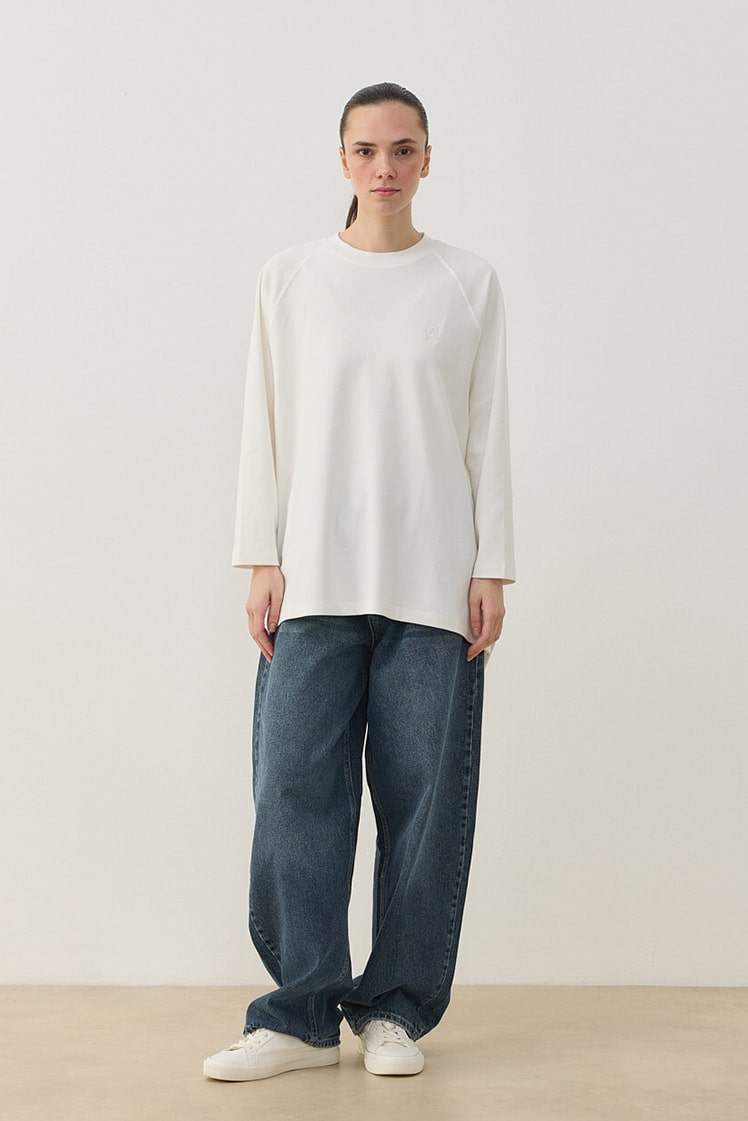 Combed interlock relax blouse ecru