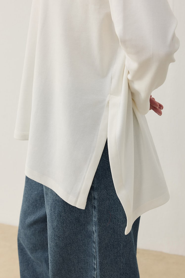 Combed interlock relax blouse ecru