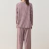 Patterned corduroy cotton relax pijama set with plum flower