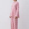 Patterned cotton relax pijama set with pink flowers
