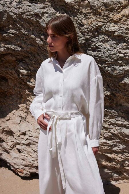 Relaxed fit loose trousers ecru