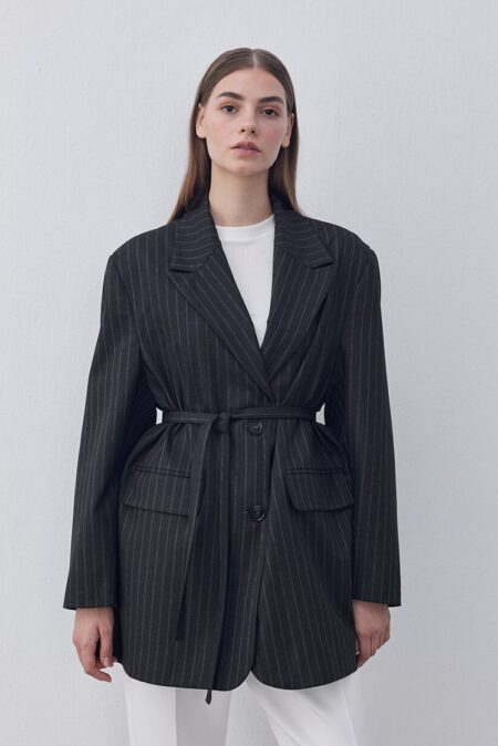 Limited oversize dad blazer jacket anthracite striped