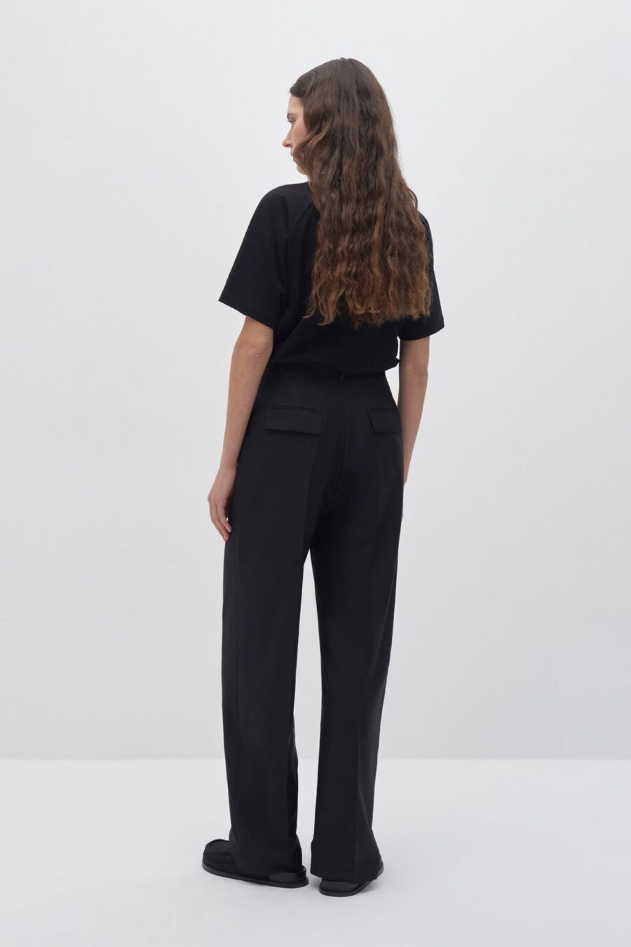 light Pleated wide leg trousers black