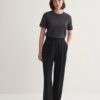 light Pleated wide leg trousers black