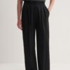 light Pleated wide leg trousers black