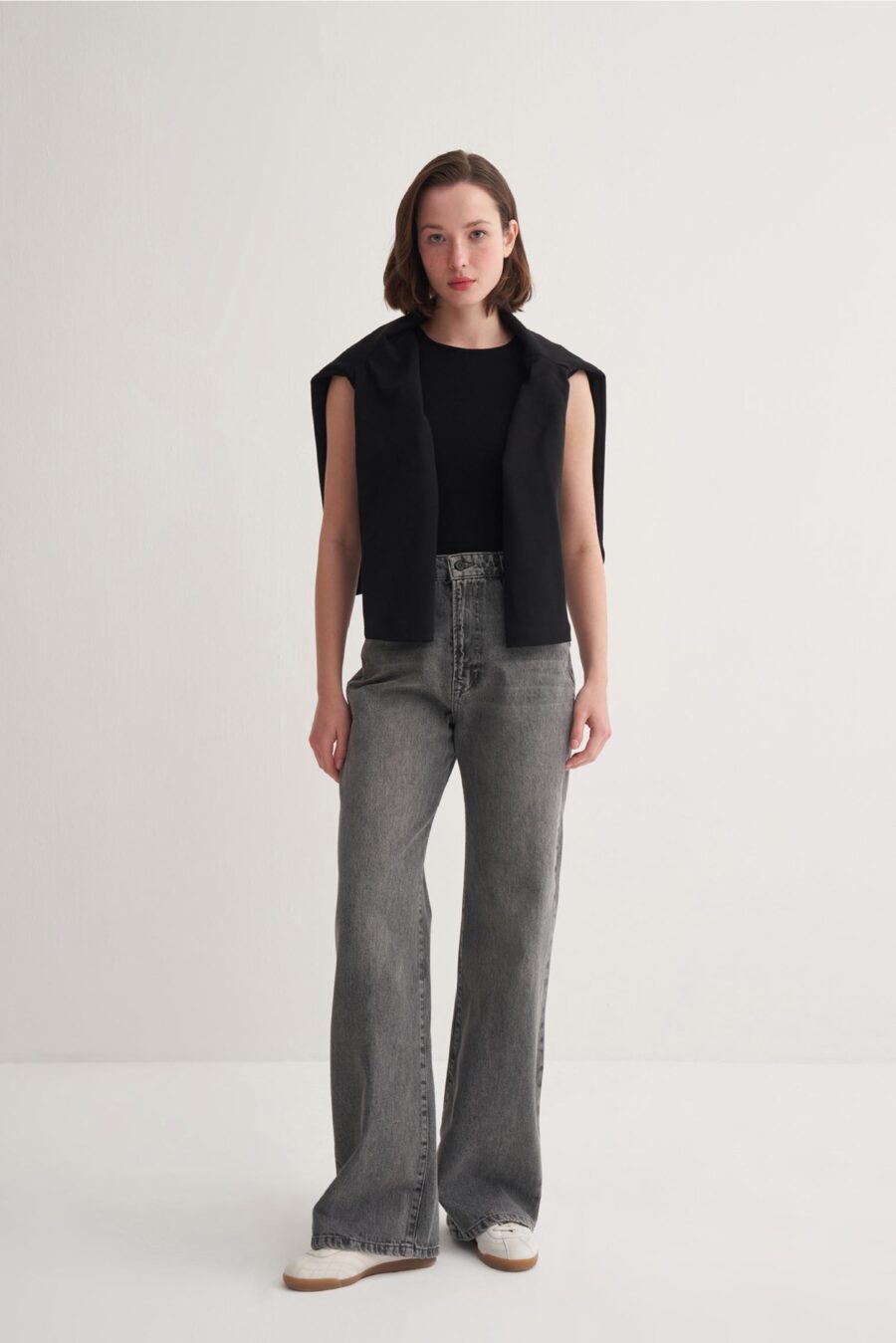 High waist wide leg jeans grey