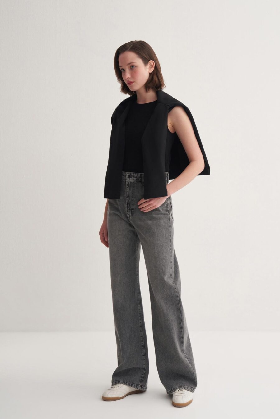 High waist wide leg jeans grey