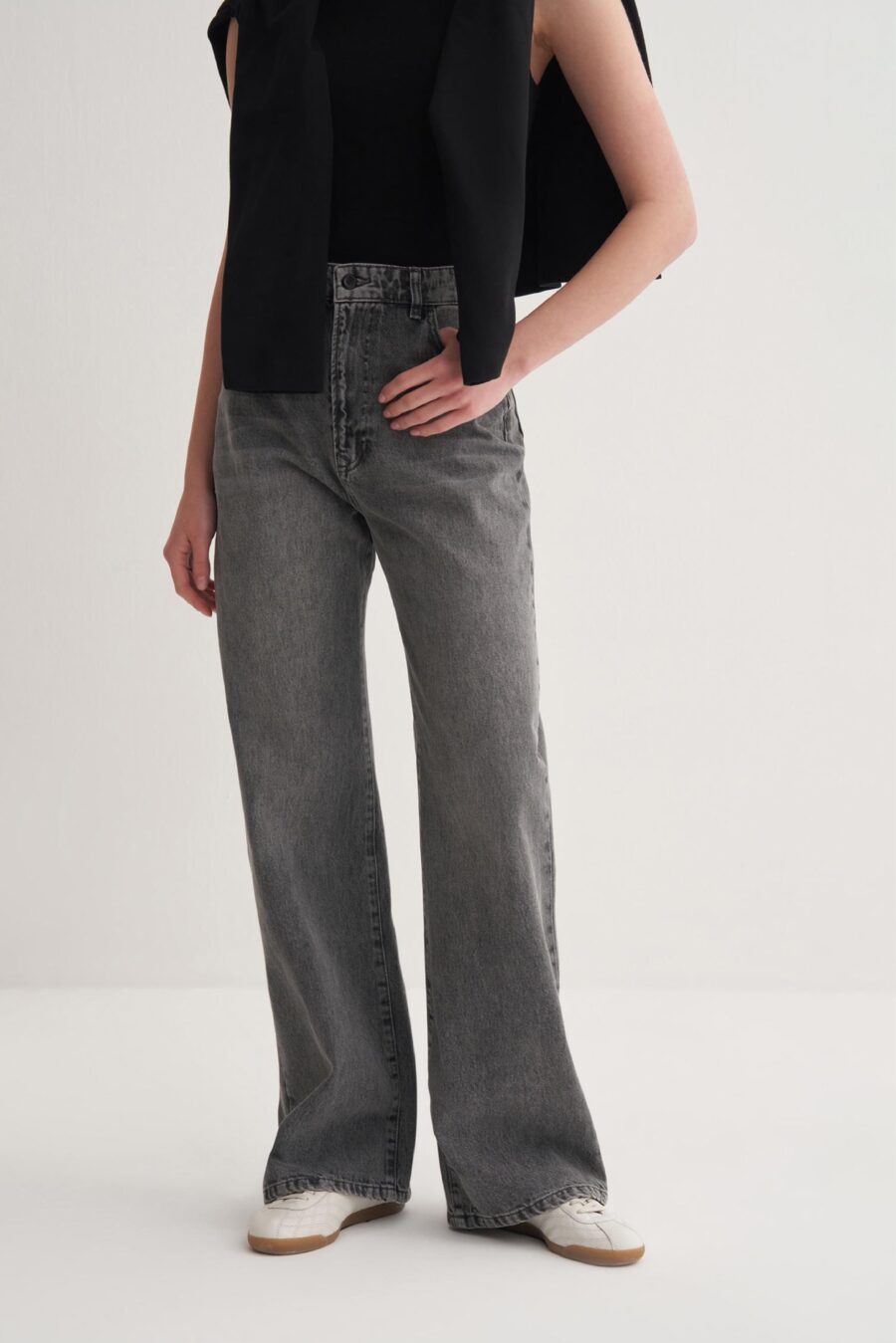 High waist wide leg jeans grey