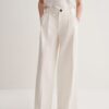 ecru-pleated-straight-trousers-women-lebanon-KanStore Double pleated straight fit jeans ecru