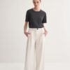 ecru-pleated-straight-trousers-women-lebanon-KanStore Double pleated straight fit jeans ecru
