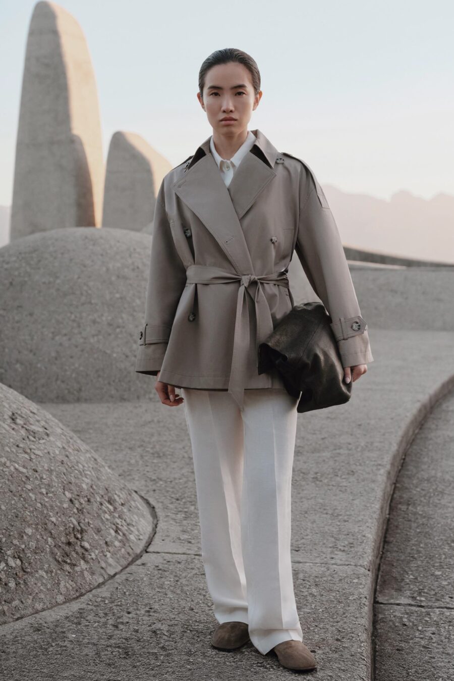 Organic cotton trench coat light khaki