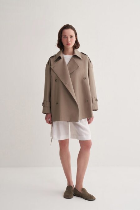 Organic cotton trench coat light khaki