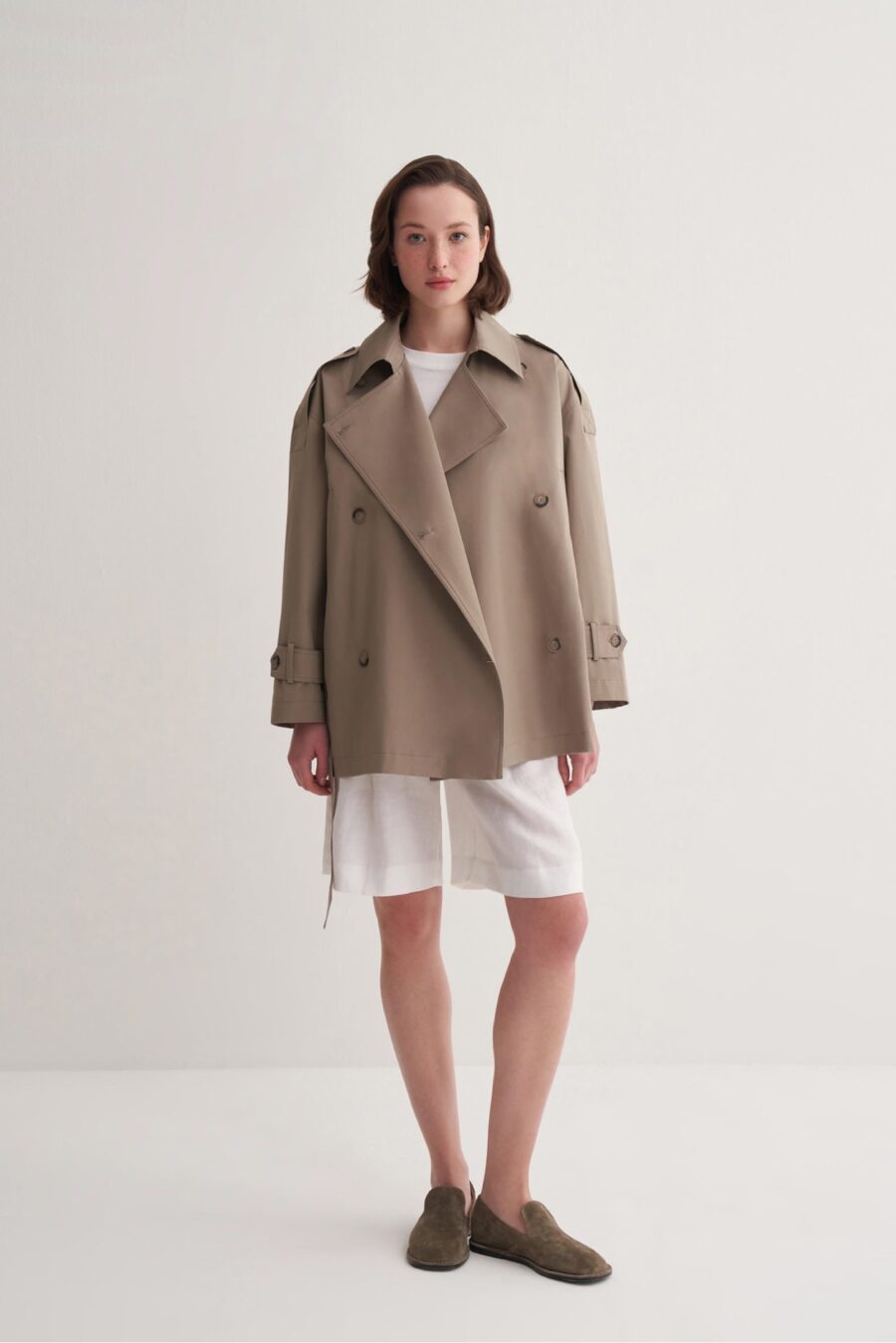 Organic cotton trench coat light khaki