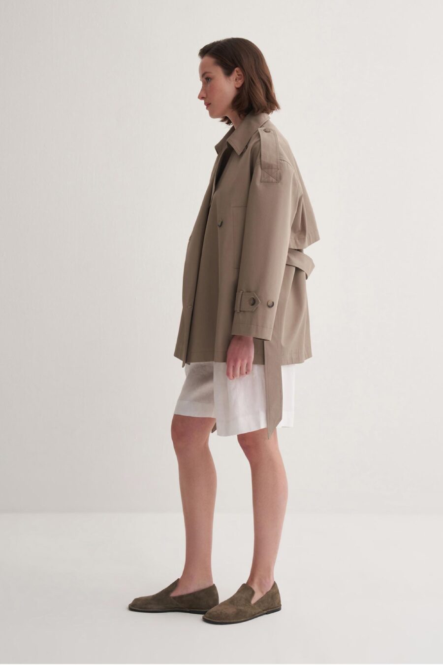 Organic cotton trench coat light khaki