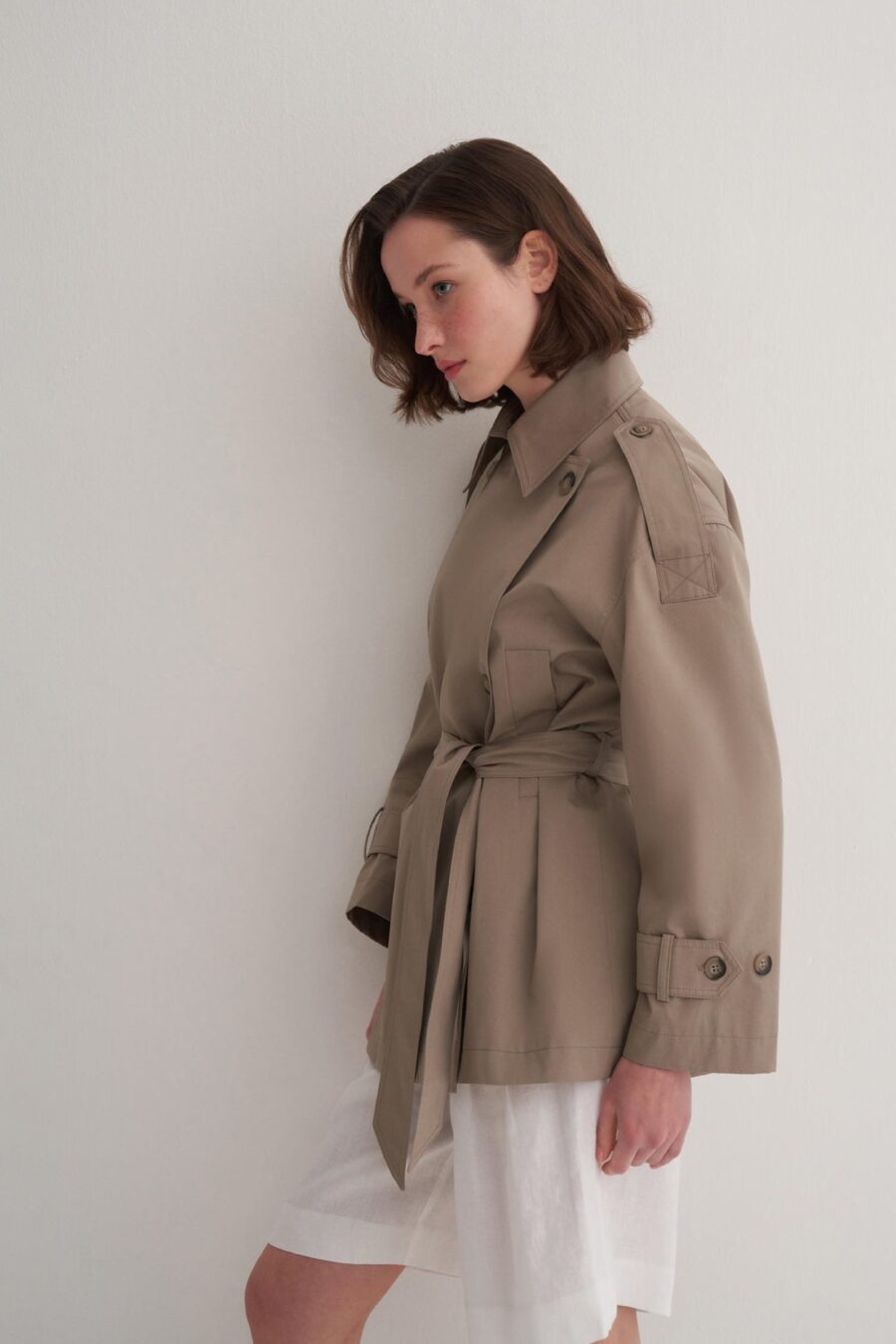 Organic cotton trench coat light khaki