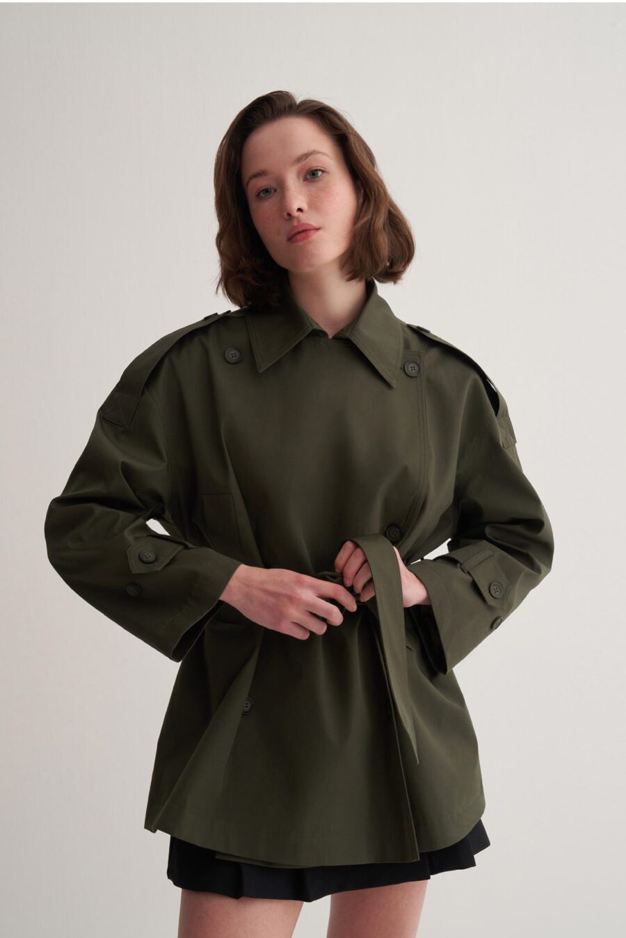 Organic cotton trench coat dark khaki