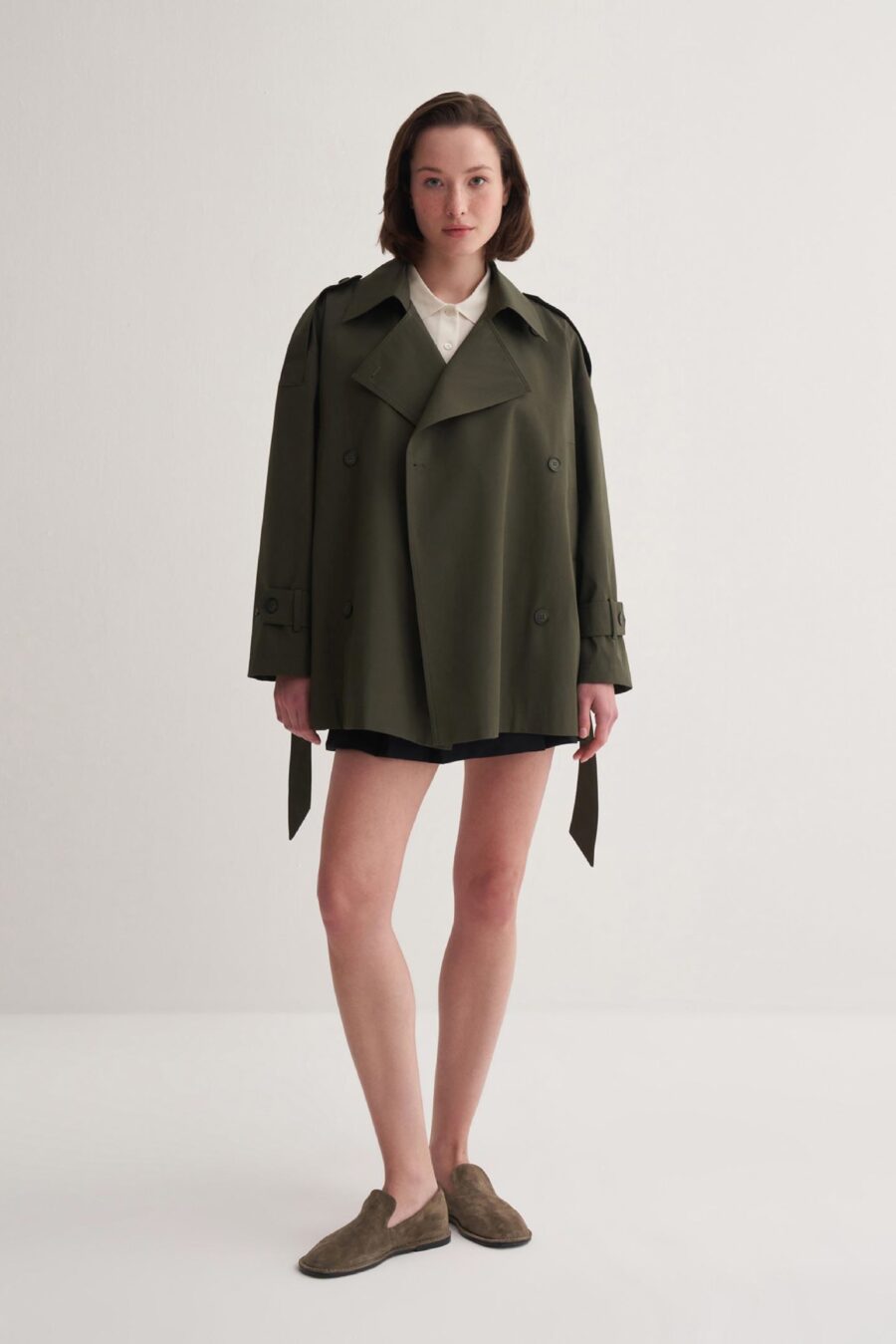 Organic cotton trench coat dark khaki