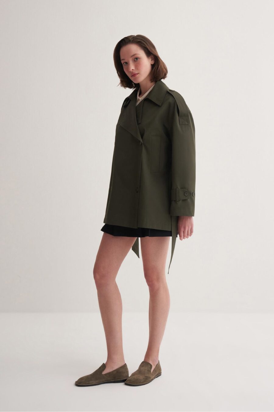 Organic cotton trench coat dark khaki