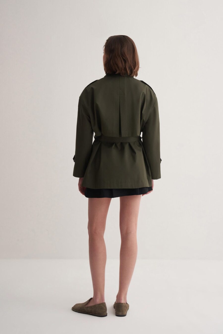 Organic cotton trench coat dark khaki
