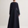 navy-linen-dress-women-lebanon-KanStore Navy blue linen patchwork dress