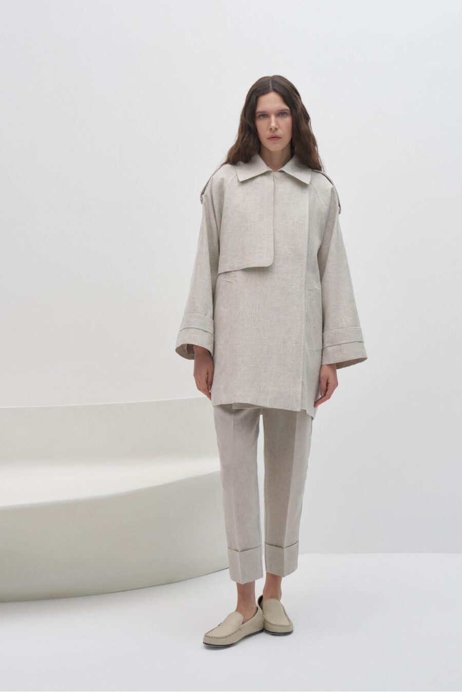 Oversize trench coat natural