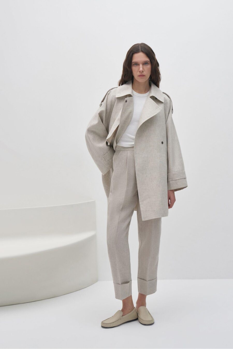 Oversize trench coat natural