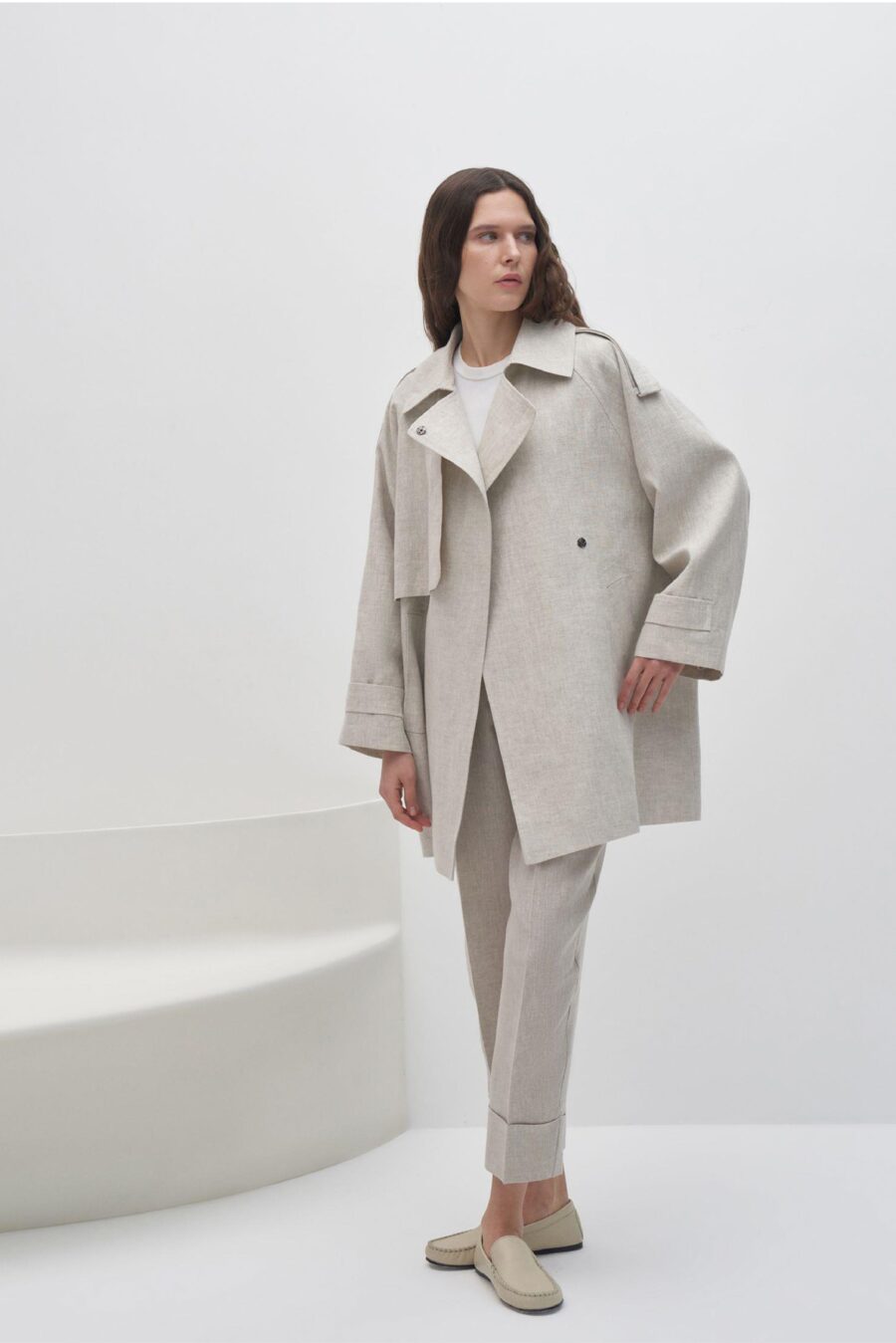 Oversize trench coat natural
